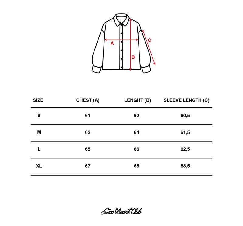 Pebble Overshirt — Size Guide